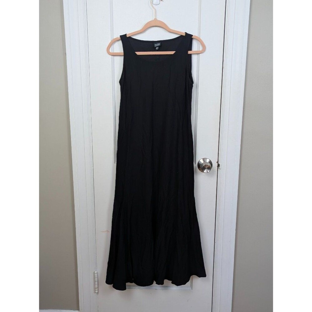Eileen Fisher | Black Sleeveless Midi A-Line Dress Size Extra Small